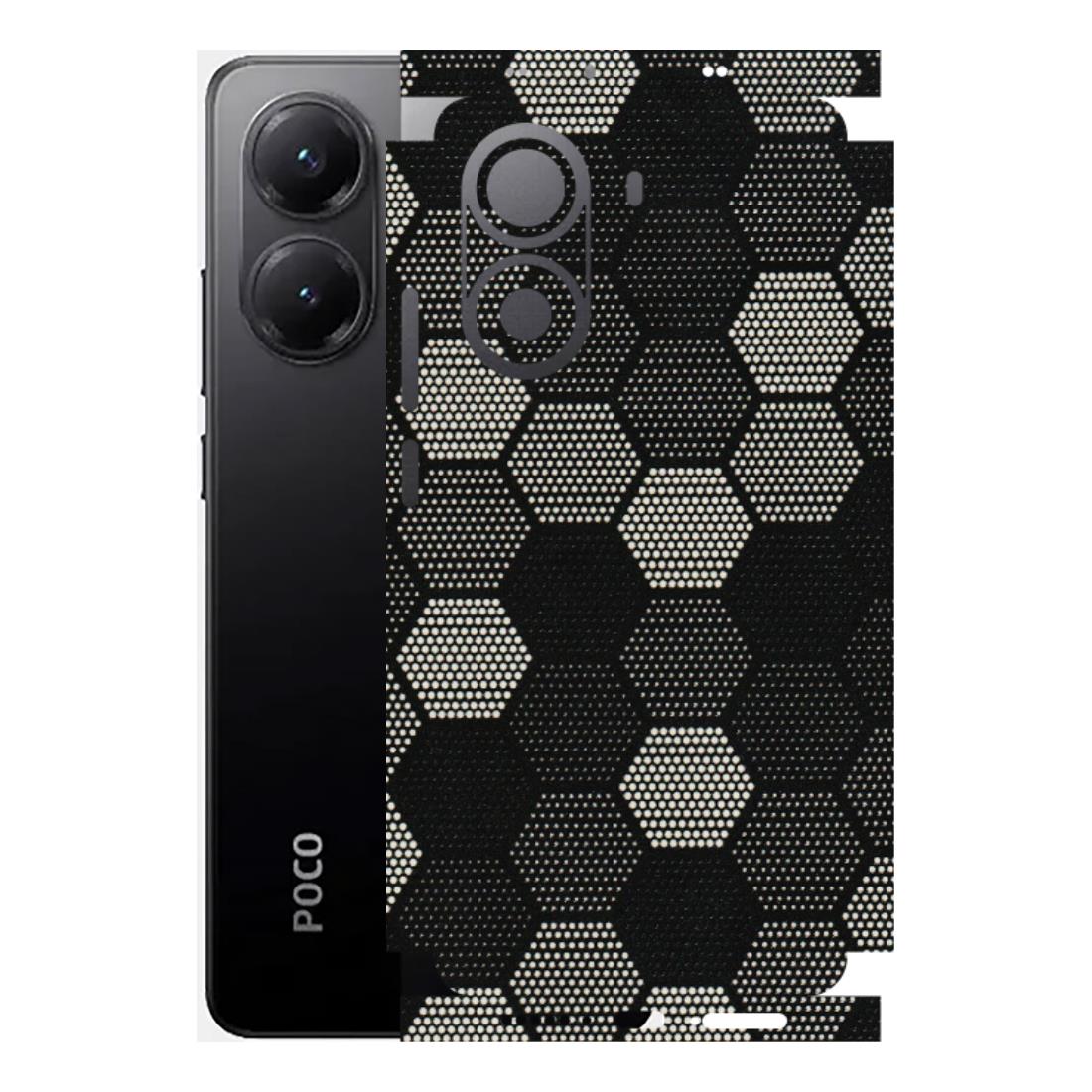 POCO Phone Skins (All Models) - Black & White Dotted Honeycomb Texture - 3D Embossed Finish (L-202) Poco X7 PRO