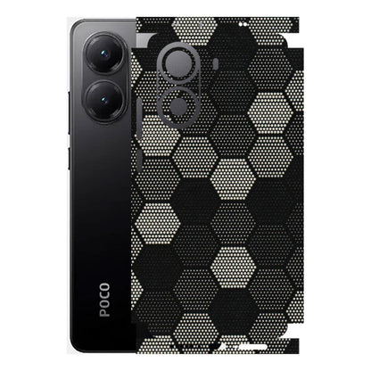 POCO Phone Skins (All Models) - Black & White Dotted Honeycomb Texture - 3D Embossed Finish (L-202) Poco X7 PRO