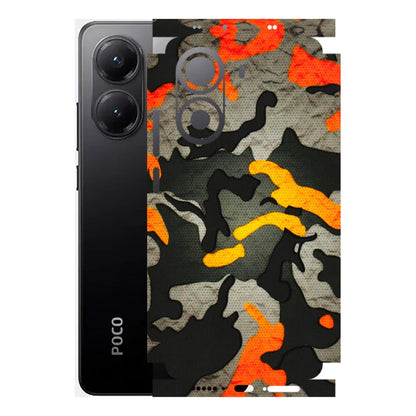 POCO Phone Skins (All Models) - Orange Camouflage - 3D Embossed Finish (L-204) Poco X7 PRO