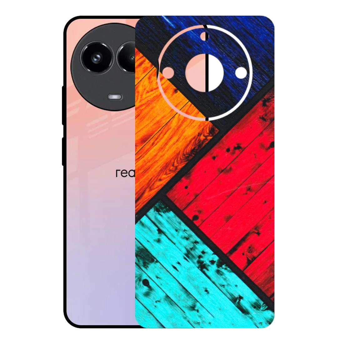 Realme Phone Skins (All Models) - Colourful Wood Panels Abstract - 3D Embossed Finish (L-09) Realme 11 (5G)