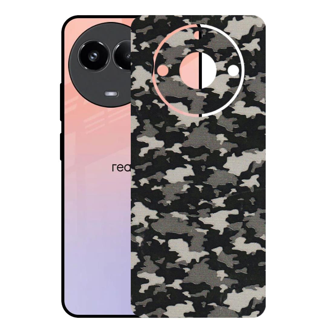 Realme Phone Skins (All Models) - Black/Grey Camoflaunge - 3D Embossed Finish (L-142) Realme 11 (5G)