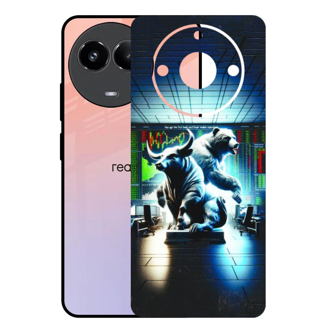 Realme Phone Skins (All Models) - Stock Market Sensex Bear vs Bulls - 3D Embossed Finish (L-15) Realme 11 (5G)