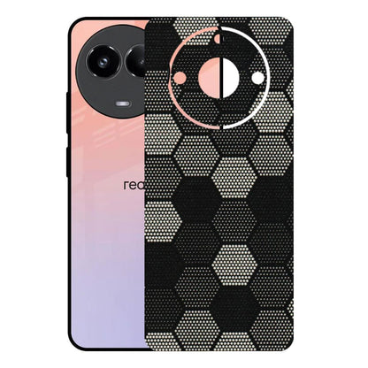 Realme Phone Skins (All Models) - Black & White Dotted Honeycomb Texture - 3D Embossed Finish (L-202) Realme 11 (5G)