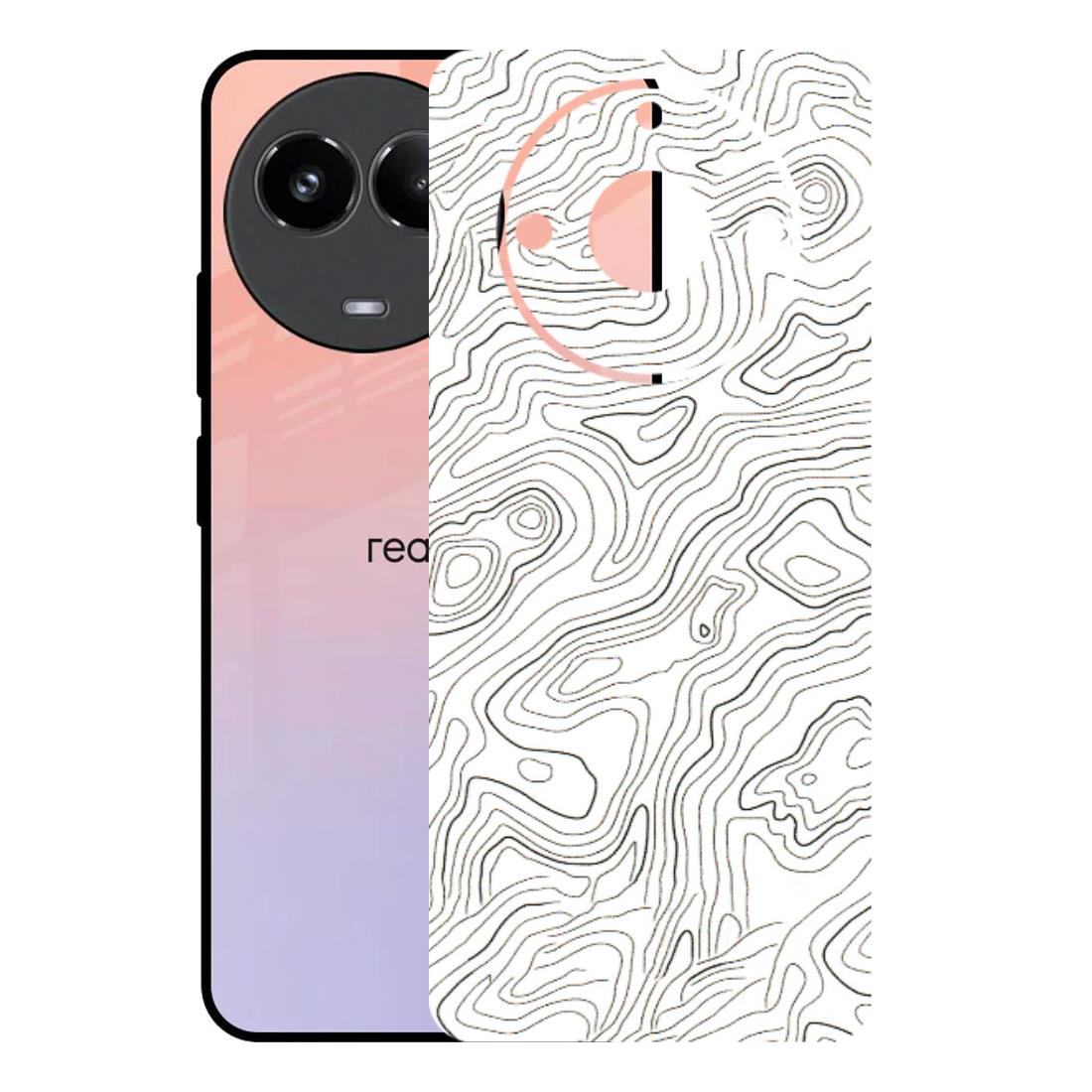 Realme Phone Skins (All Models) - White Black Swirls - 3D Embossed Finish (L-219) Realme 11 (5G)