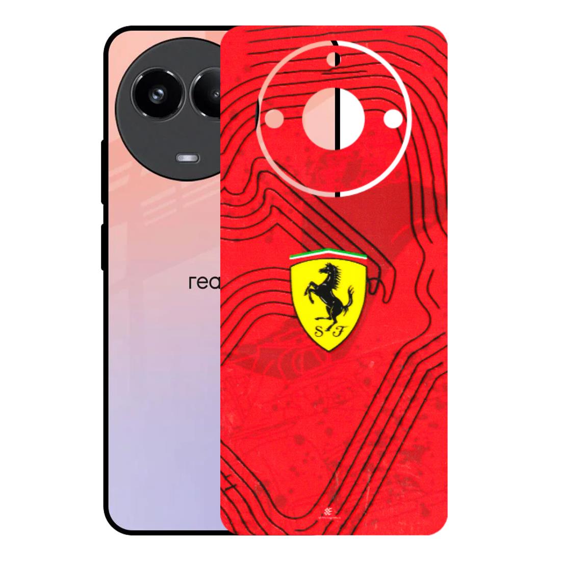 Realme Phone Skins (All Models) - Red Ferrari Logo Stylish - 3D Embossed Finish (L-238) Realme 11 (5G)
