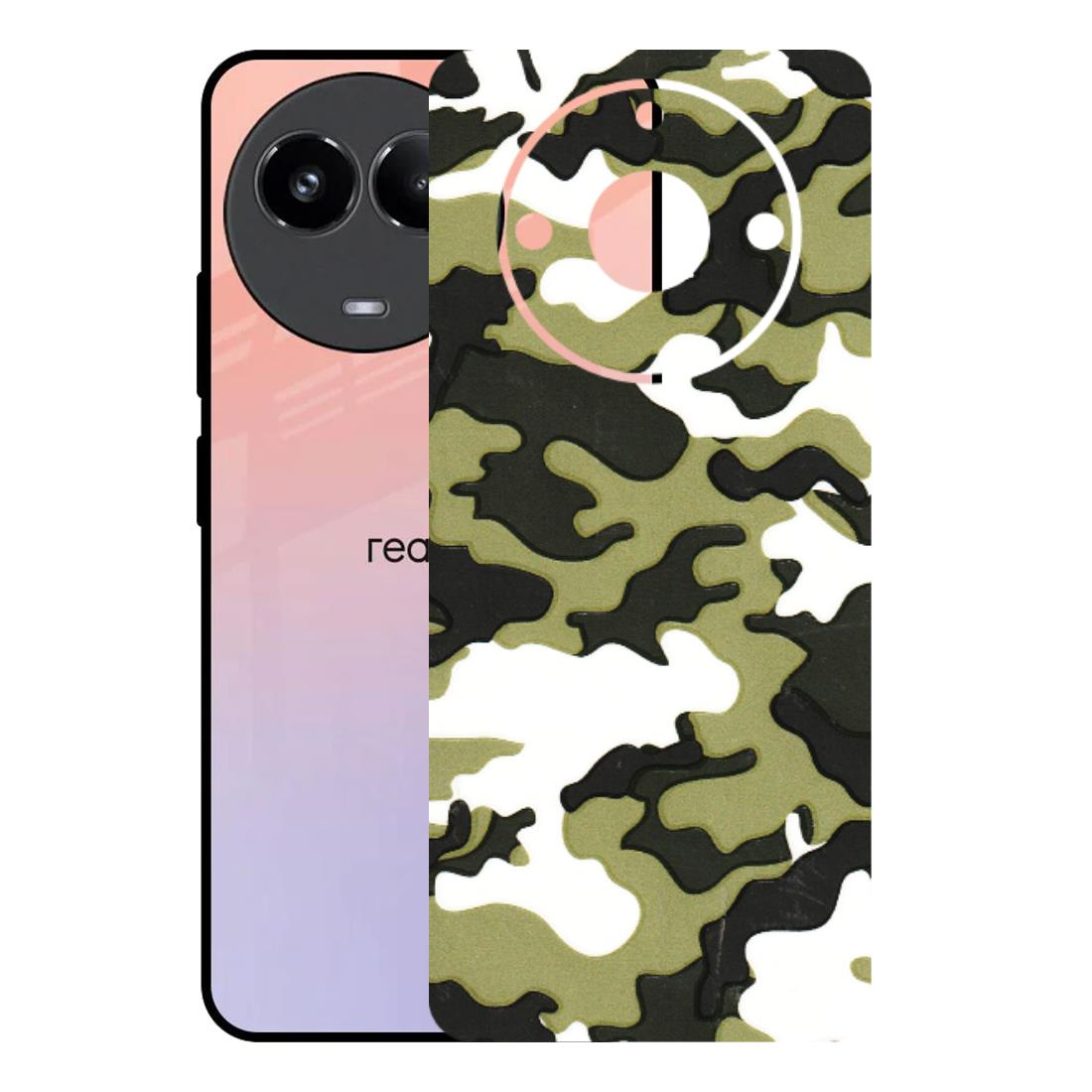 Realme Phone Skins (All Models) - Camouflages White And Green - 3D Embossed Finish (L-243) Realme 11 (5G)