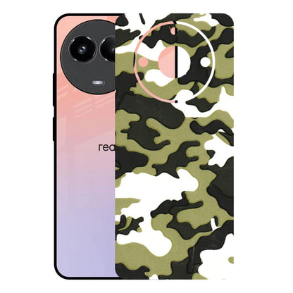Realme Phone Skins (All Models) - Camouflages White And Green - 3D Embossed Finish (L-243) Realme 11 (5G)