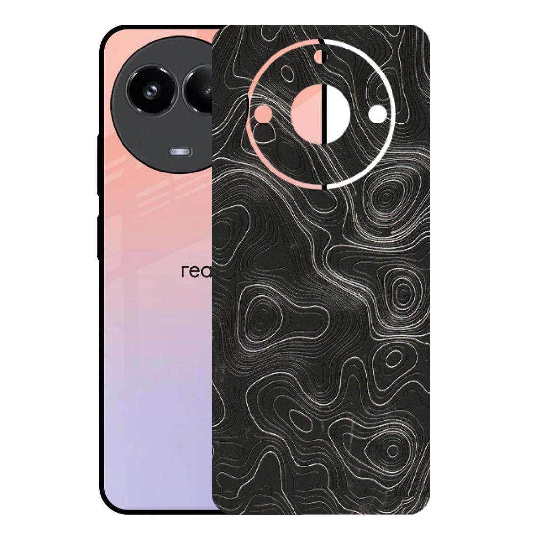 Realme Phone Skins (All Models) - Abstract White Line Map - 3D Embossed Finish (L-269) Realme 11 (5G)