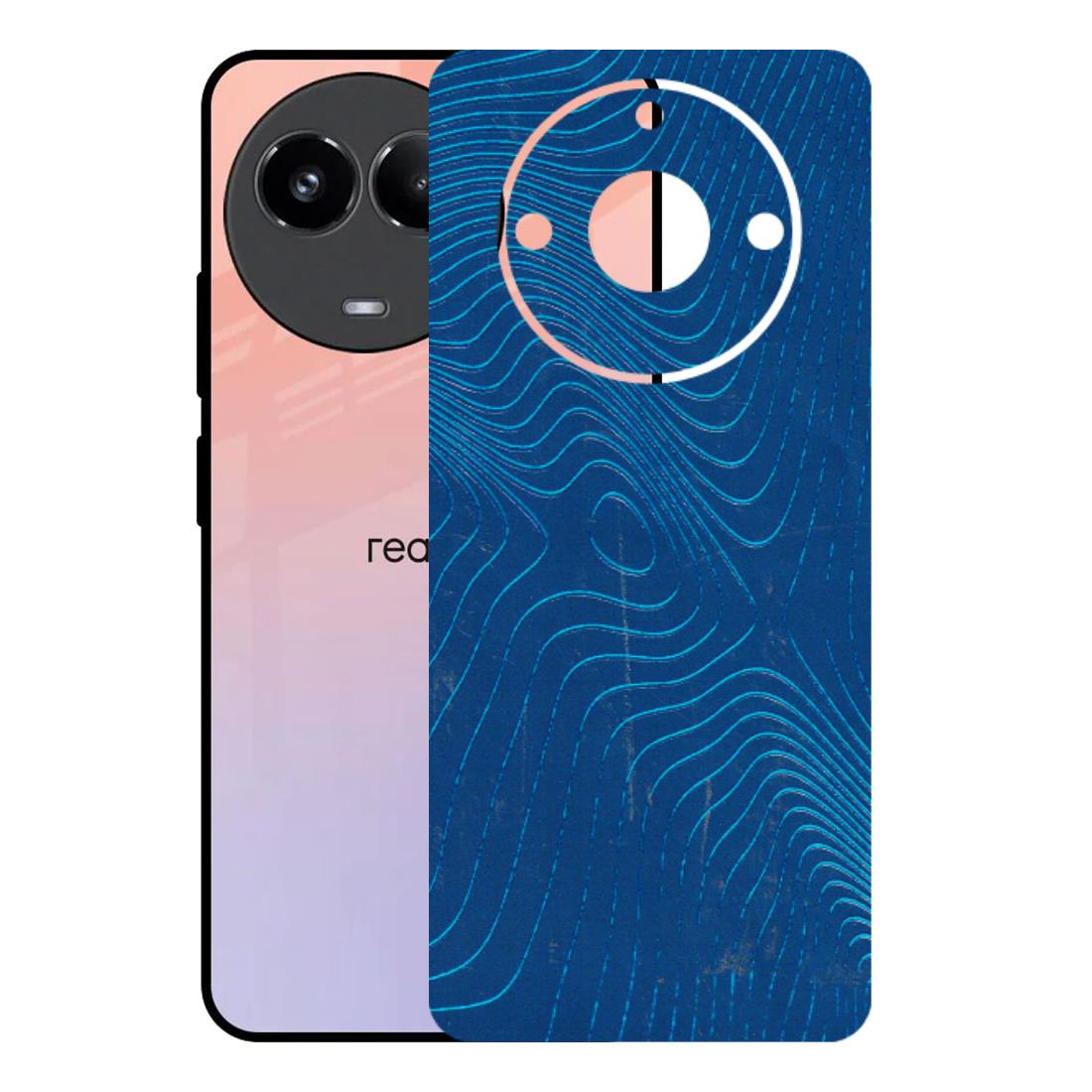 Realme Phone Skins (All Models) - Abstract Blue Line Map - 3D Embossed Finish (L-272) Realme 11 (5G)