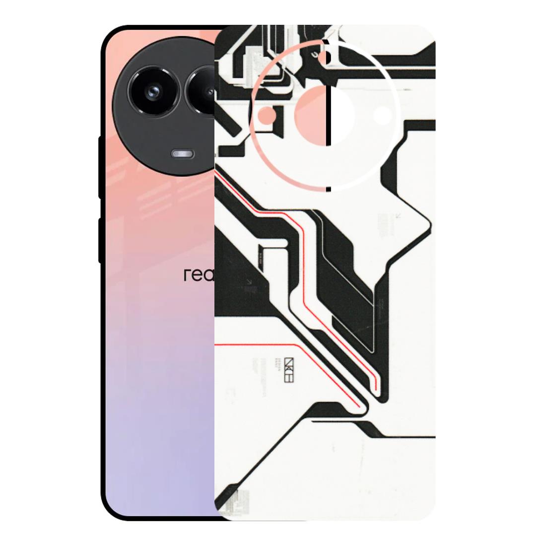 Realme Phone Skins (All Models) - White Techy Logo - 3D Embossed Finish (L-312) Realme 11 (5G)
