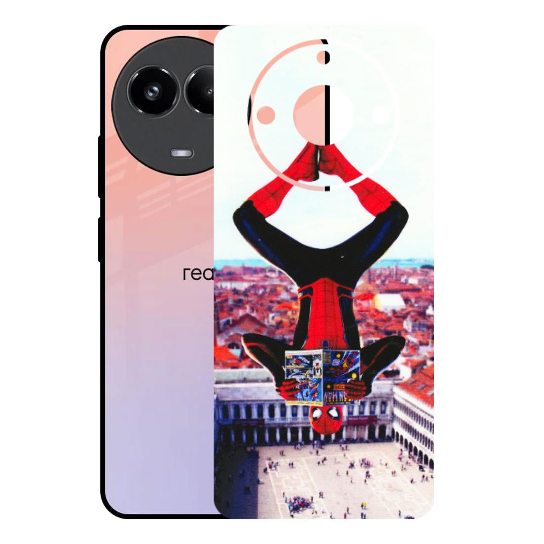 Realme Phone Skins (All Models) - Spiderman Hanging - 3D Embossed Finish (L-53) Realme 11 (5G)