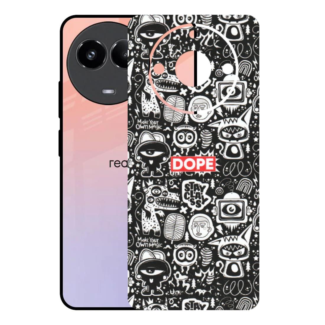 Realme Phone Skins (All Models) - Dope Stay Classy Black Doodles - Matte Finish (M-126) Realme 11 (5G)