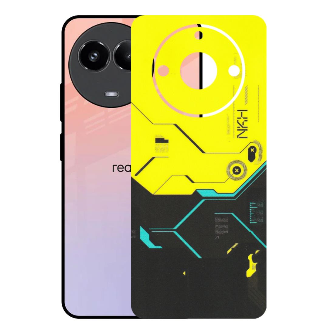 Realme Phone Skins (All Models) - Black Yellow Technica - Matte Finish (M-53) Realme 11 (5G)