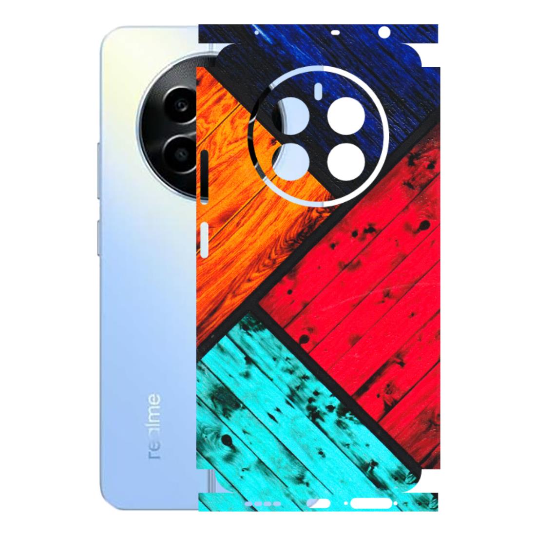 Realme Phone Skins (All Models) - Colourful Wood Panels Abstract - 3D Embossed Finish (L-09) Realme 13