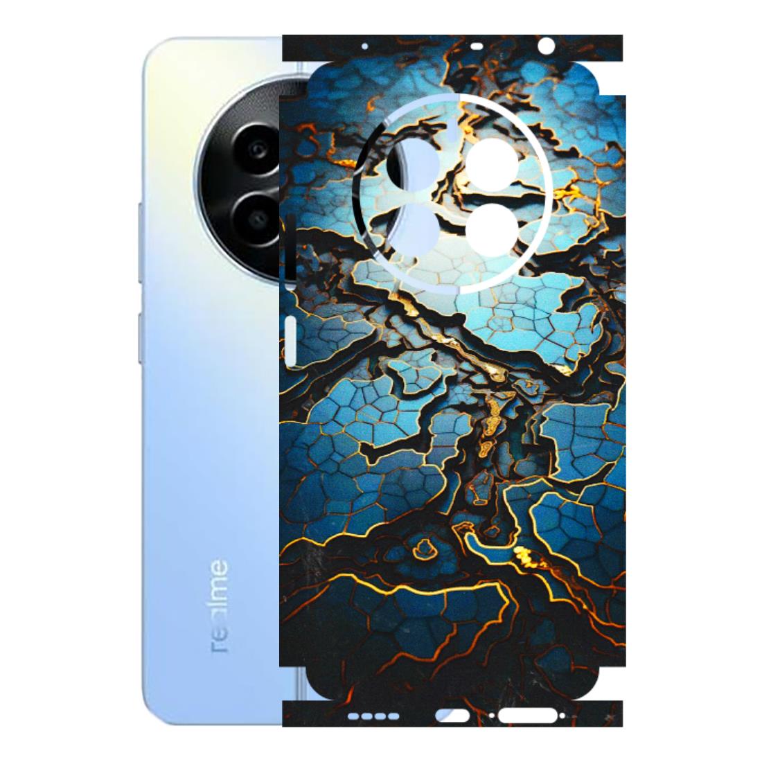 Realme Phone Skins (All Models) - Blue Gold Abstract - 3D Embossed Finish (L-11) Realme 13