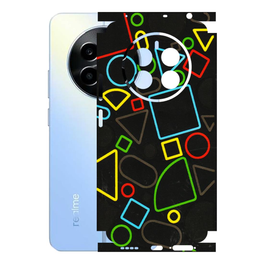 Realme Phone Skins (All Models) - Black Shapes - 3D Embossed Finish (L-131) Realme 13