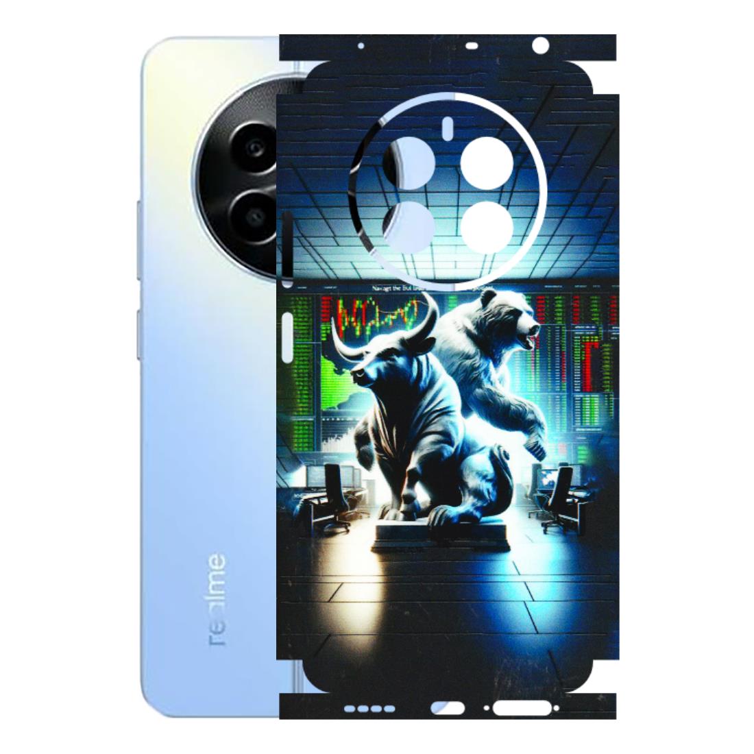 Realme Phone Skins (All Models) - Stock Market Sensex Bear vs Bulls - 3D Embossed Finish (L-15) Realme 13