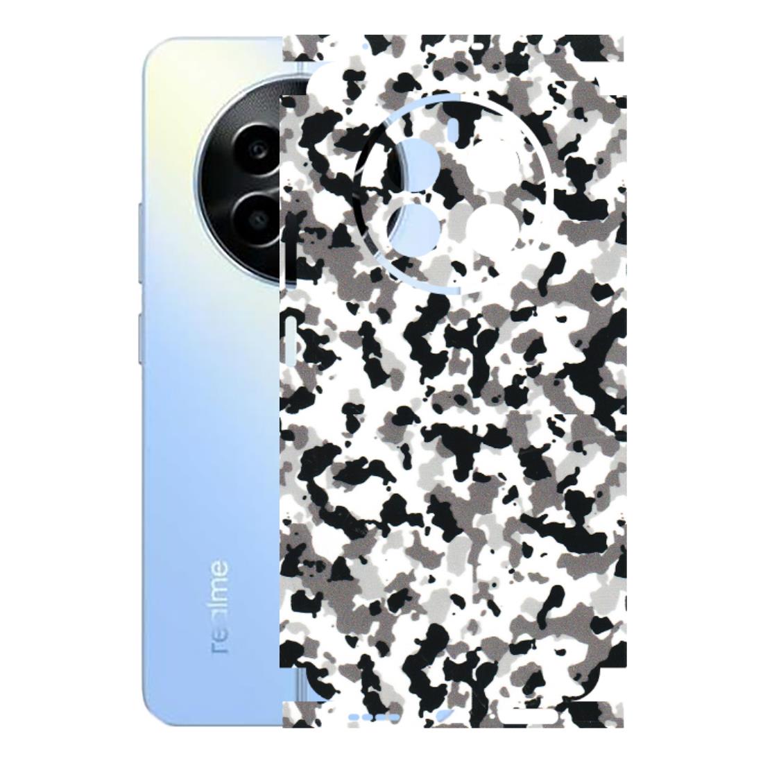 Realme Phone Skins (All Models) - White Black Camouflage - 3D Embossed Finish (L-18) Realme 13