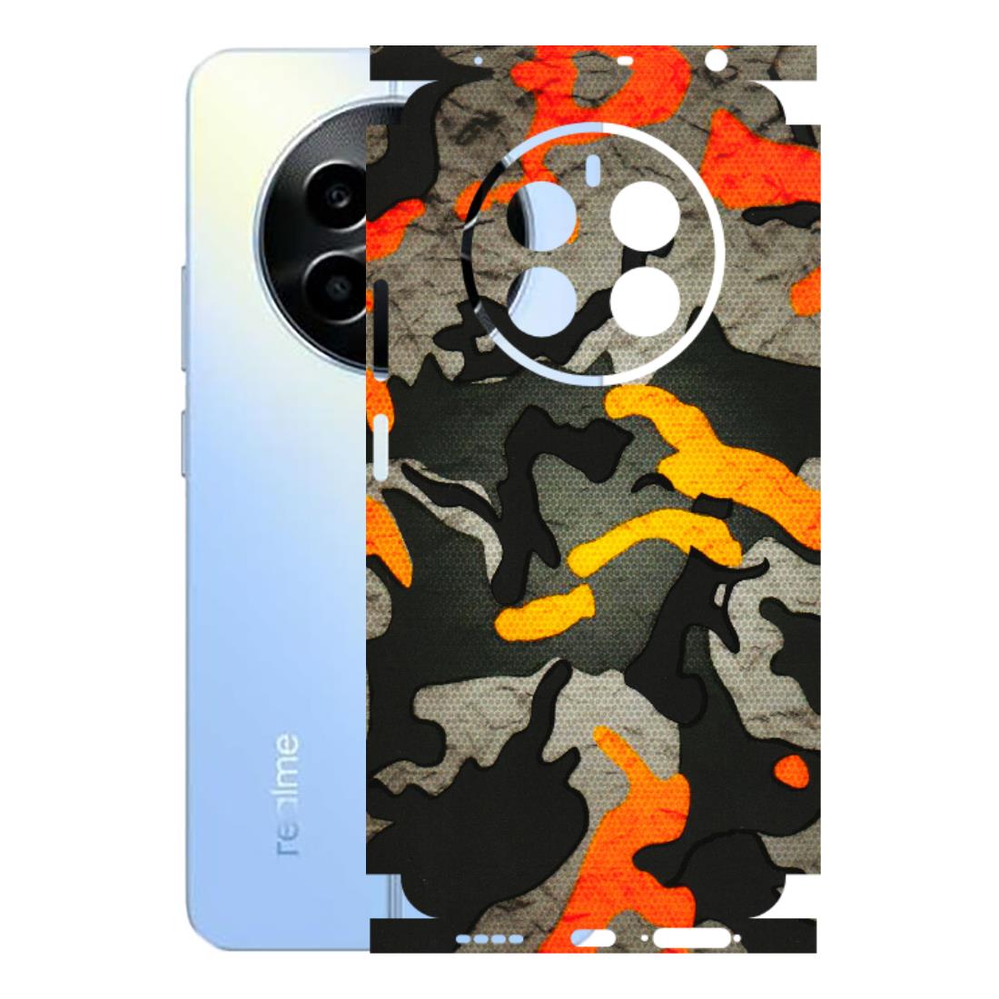 Realme Phone Skins (All Models) - Orange Camouflage - 3D Embossed Finish (L-204) Realme 13