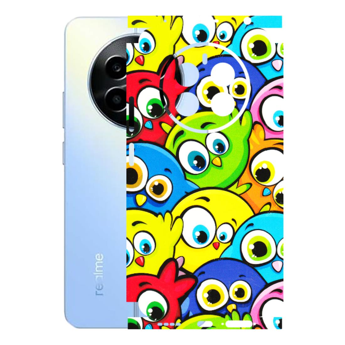 Realme Phone Skins (All Models) - Cute Fluffy Birds - 3D Embossed Finish (L-213) Realme 13