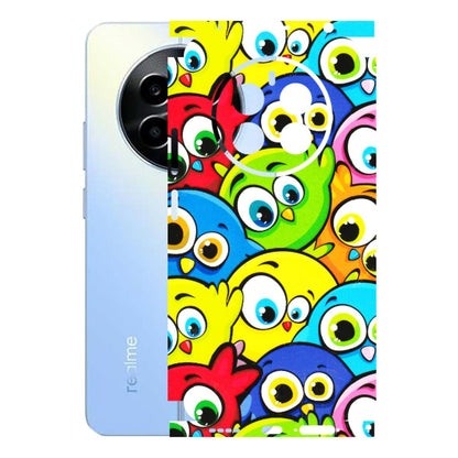 Realme Phone Skins (All Models) - Cute Fluffy Birds - 3D Embossed Finish (L-213) Realme 13