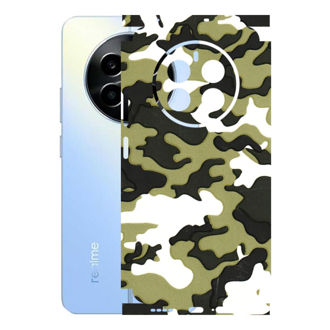 Realme Phone Skins (All Models) - Camouflages White And Green - 3D Embossed Finish (L-243) Realme 13
