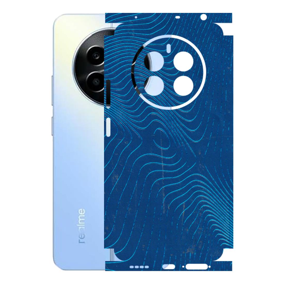 Realme Phone Skins (All Models) - Abstract Blue Line Map - 3D Embossed Finish (L-272) Realme 13