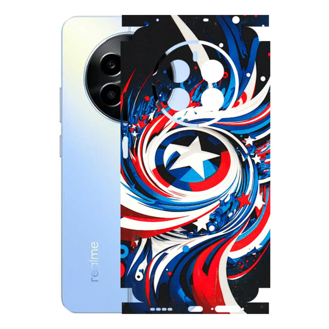 Realme Phone Skins (All Models) - Captain America Logo - 3D Embossed Finish (L-307) Realme 13
