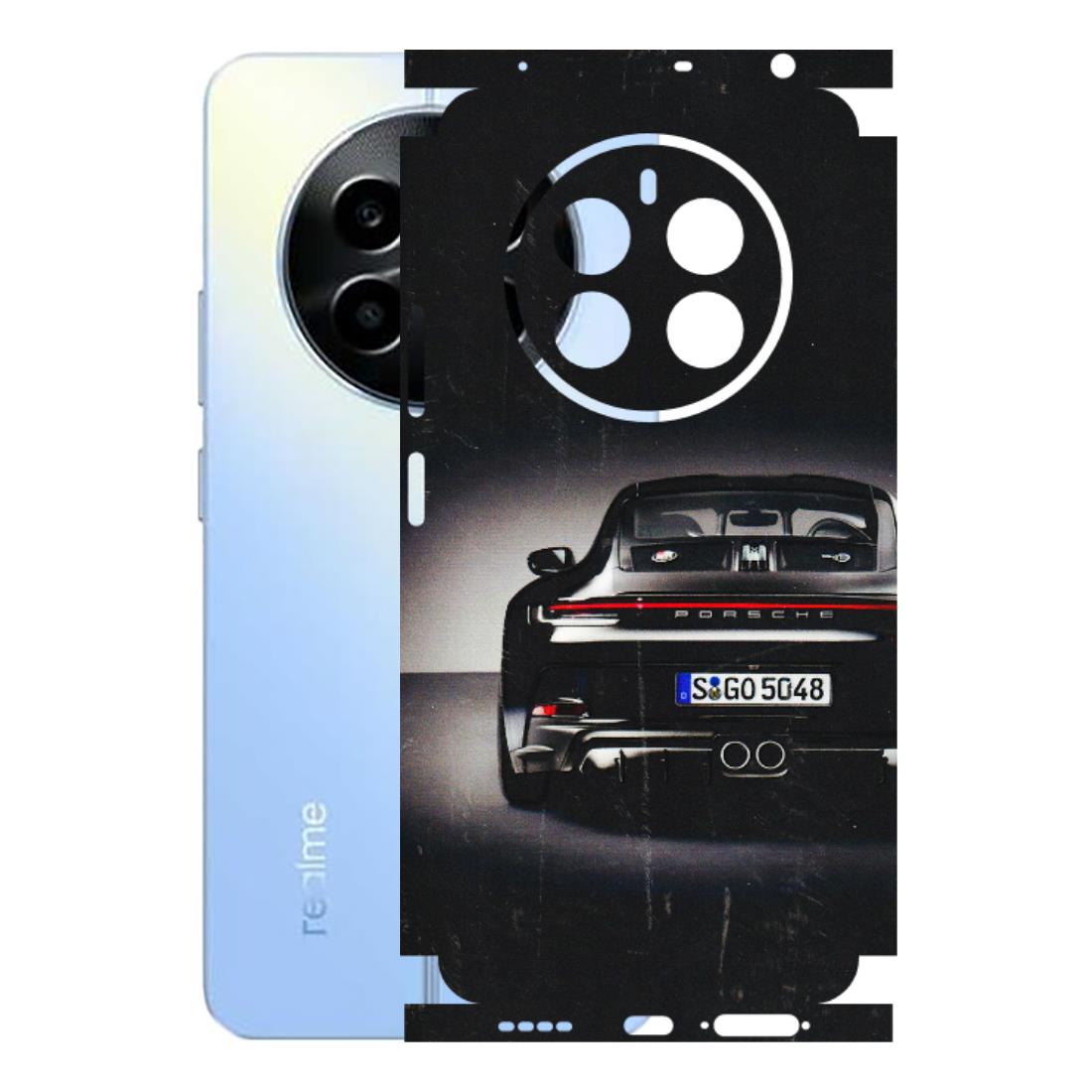 Realme Phone Skins (All Models) - New Black Porsche GT3 - 3D Embossed Finish (L-327) Realme 13