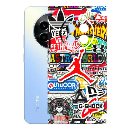 Realme Phone Skins (All Models) - Multi Brands Sticker Graffiti - 3D Embossed Finish (L-37) Realme 13