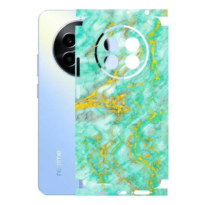 Realme Phone Skins (All Models) - Green And Gold Marble Feel - Matte Finish (M-16) Realme 13