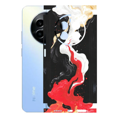 Realme Phone Skins (All Models) - Black Red White Paint Splash Fusion - Matte Finish (M-56) Realme 13