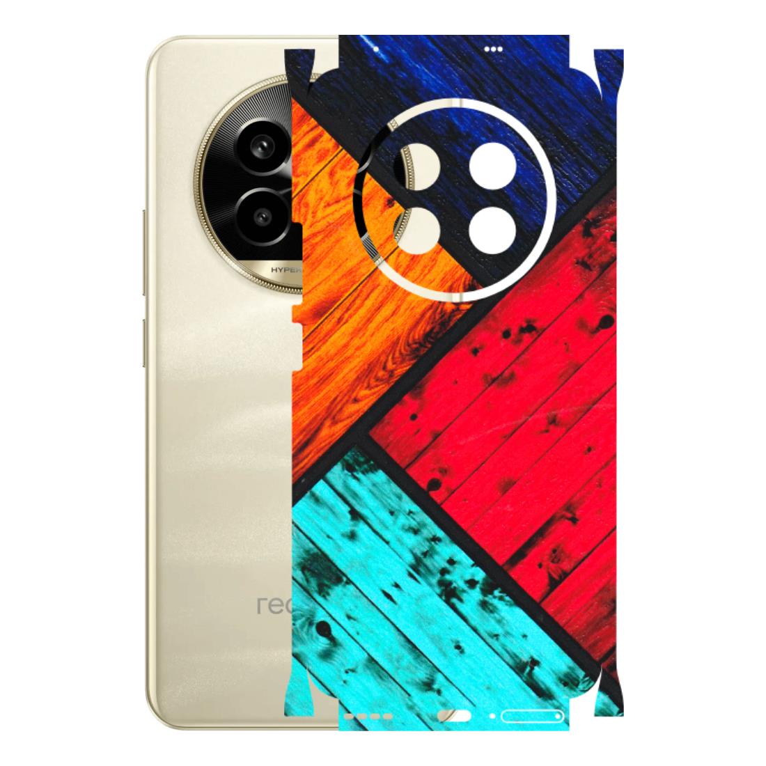 Realme Phone Skins (All Models) - Colourful Wood Panels Abstract - 3D Embossed Finish (L-09) Realme 14 Pro Lite