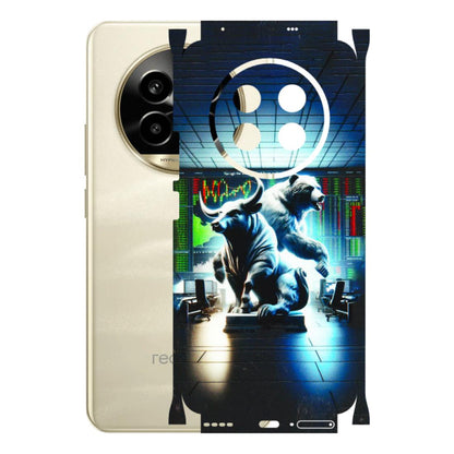 Realme Phone Skins (All Models) - Stock Market Sensex Bear vs Bulls - 3D Embossed Finish (L-15) Realme 14 Pro Lite