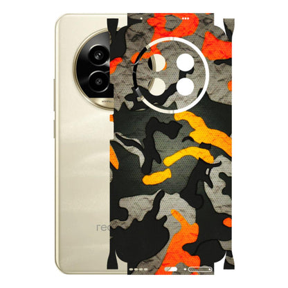Realme Phone Skins (All Models) - Orange Camouflage - 3D Embossed Finish (L-204) Realme 14 Pro Lite