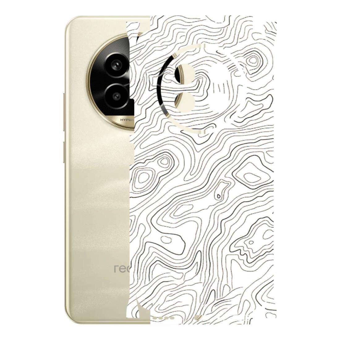 Realme Phone Skins (All Models) - White Black Swirls - 3D Embossed Finish (L-219) Realme 14 Pro Lite