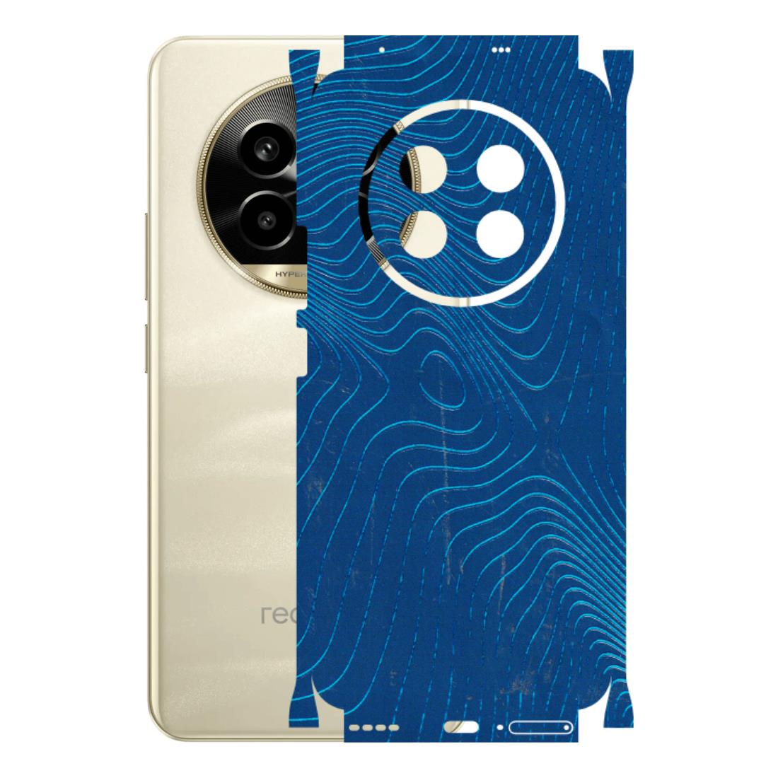 Realme Phone Skins (All Models) - Abstract Blue Line Map - 3D Embossed Finish (L-272) Realme 14 Pro Lite