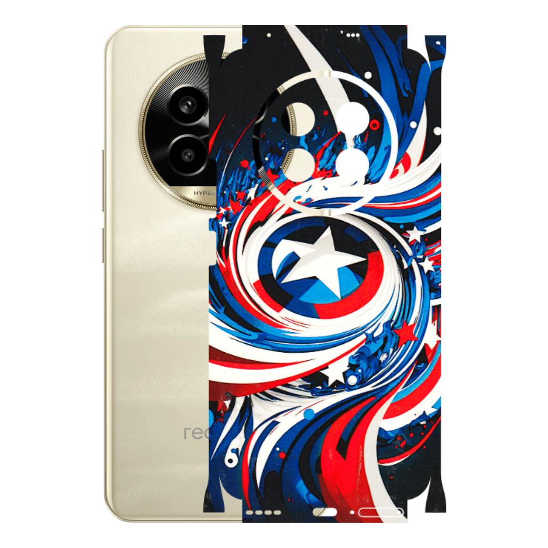 Realme Phone Skins (All Models) - Captain America Logo - 3D Embossed Finish (L-307) Realme 14 Pro Lite
