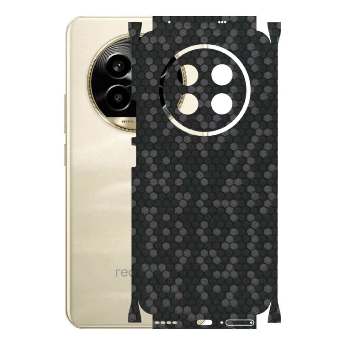 Realme Phone Skins (All Models) - Black Grey Honeycomb Sober - 3D Embossed Finish (L-85) Realme 14 Pro Lite