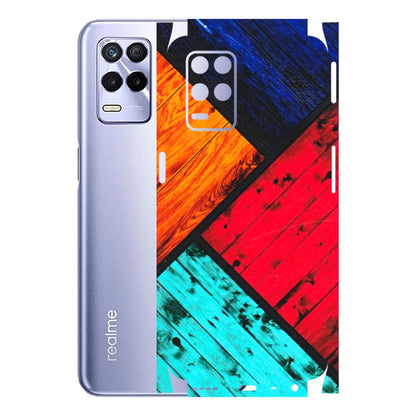 Realme Phone Skins (All Models) - Colourful Wood Panels Abstract - 3D Embossed Finish (L-09) Realme 8S (5G)