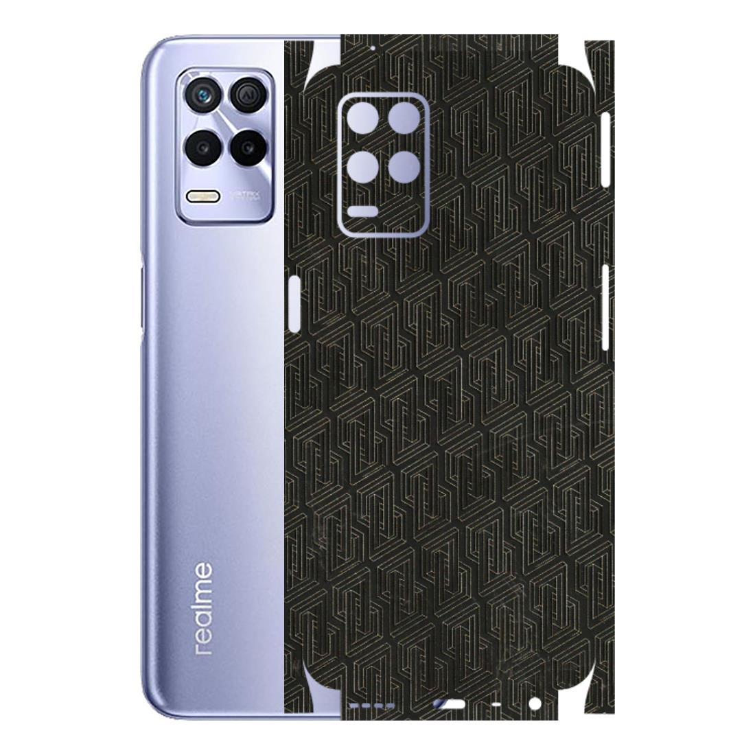 Realme Phone Skins (All Models) - Black Abstract Pattern - 3D Embossed Finish (L-117) Realme 8S (5G)