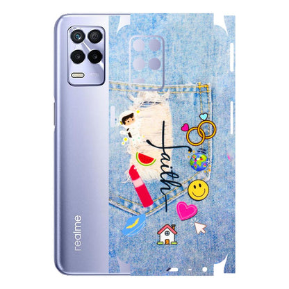 Realme Phone Skins (All Models) - Denim Jeans Pocket - 3D Embossed Finish (L-134) Realme 8S (5G)
