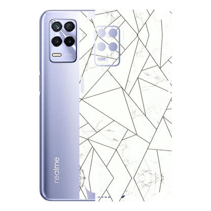 Realme Phone Skins (All Models) - Luxury White Marble Effect - 3D Embossed Finish (L-168) Realme 8S (5G)