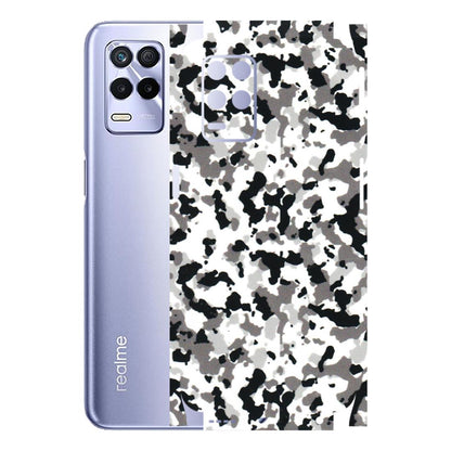 Realme Phone Skins (All Models) - White Black Camouflage - 3D Embossed Finish (L-18) Realme 8S (5G)
