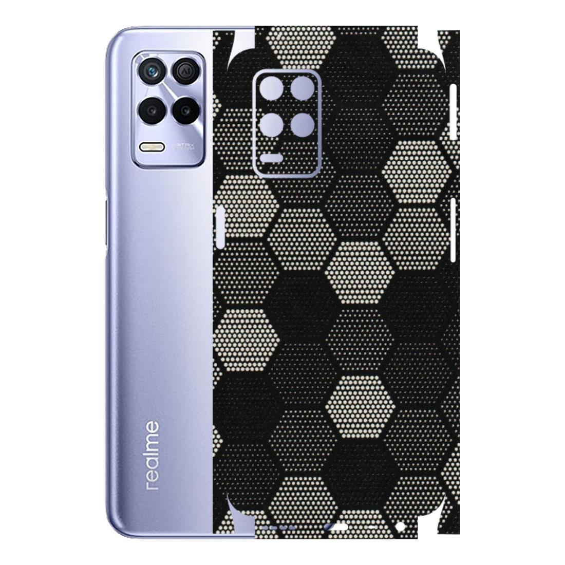 Realme Phone Skins (All Models) - Black & White Dotted Honeycomb Texture - 3D Embossed Finish (L-202) Realme 8S (5G)