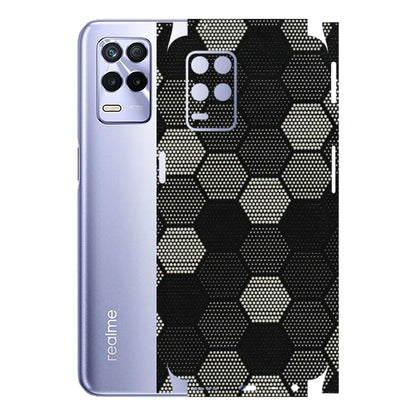 Realme Phone Skins (All Models) - Black & White Dotted Honeycomb Texture - 3D Embossed Finish (L-202) Realme 8S (5G)