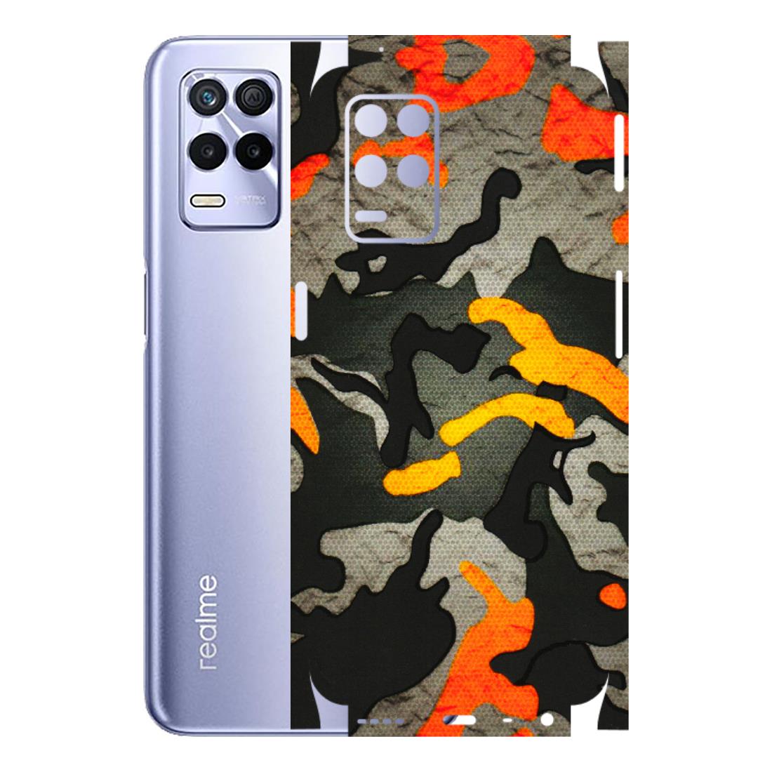 Realme Phone Skins (All Models) - Orange Camouflage - 3D Embossed Finish (L-204) Realme 8S (5G)