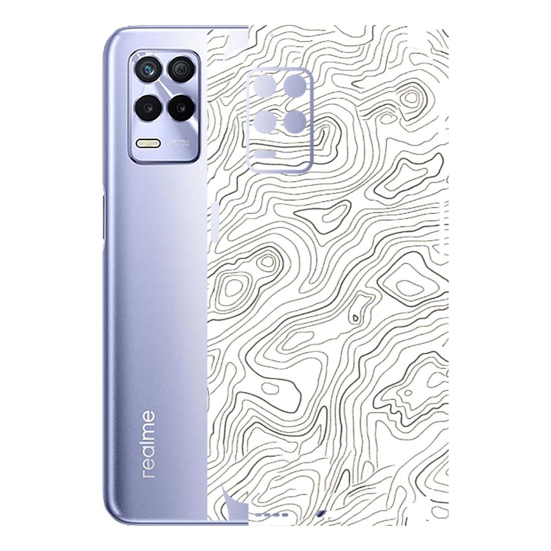 Realme Phone Skins (All Models) - White Black Swirls - 3D Embossed Finish (L-219) Realme 8S (5G)