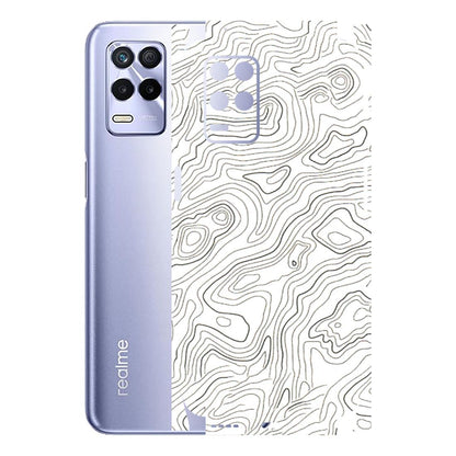 Realme Phone Skins (All Models) - White Black Swirls - 3D Embossed Finish (L-219) Realme 8S (5G)