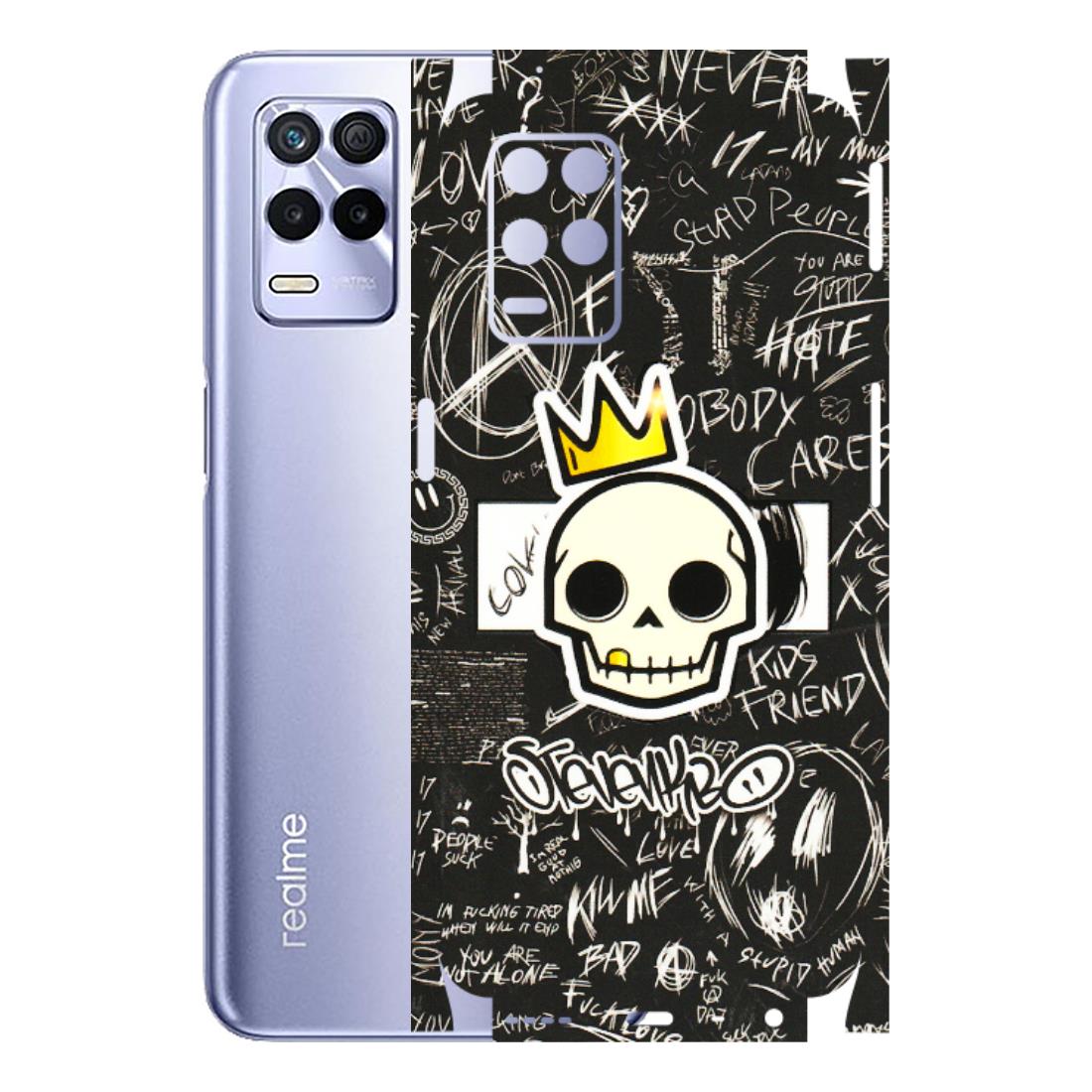 Realme Phone Skins (All Models) - Funny Skull Black Chalk Grafitti - 3D Embossed Finish (L-22) Realme 8S (5G)